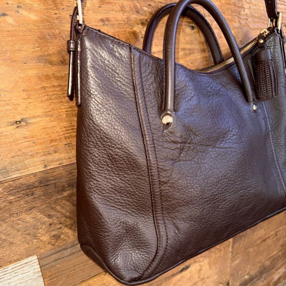 Kate Spade New York Brown Pebbled Leather Berkshire Satchel Bag With Dust Cover - Picture 6 of 12